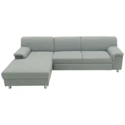 Ecksofa in Webstoff Silberfarben