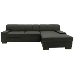 Ecksofa in Lederlook Schwarz