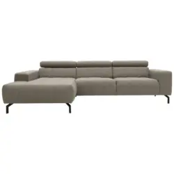 Ecksofa in Webstoff Silberfarben
