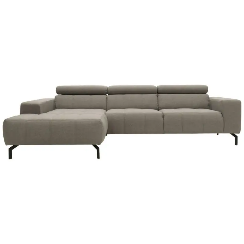 Ecksofa in Webstoff Silberfarben