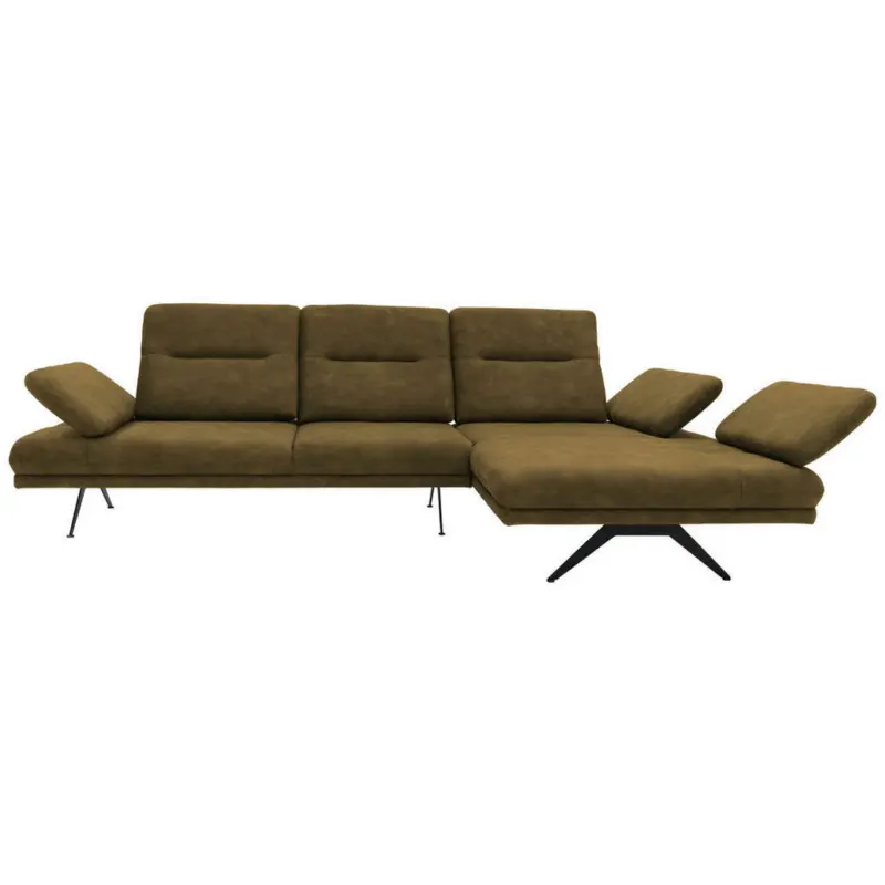 Ecksofa in Samt Olivgrün