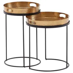 Beistelltischset in Metall 32,5/32,5/53 cm