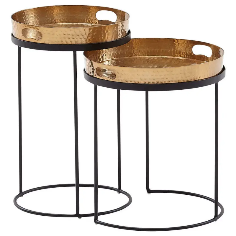 Beistelltischset in Metall 32,5/32,5/53 cm