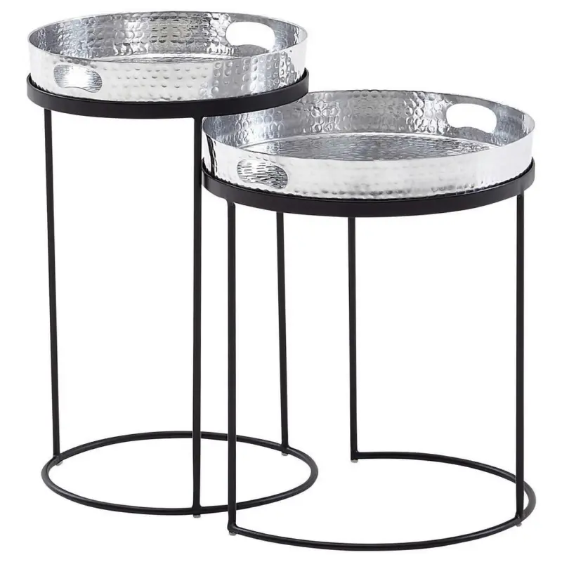 Beistelltischset in Metall 32,5/32,5/53 cm