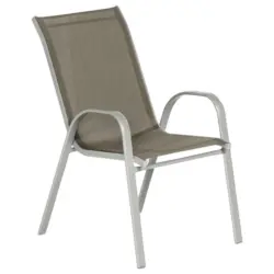 Stapelsessel in Metall, Textil Silberfarben, Taupe
