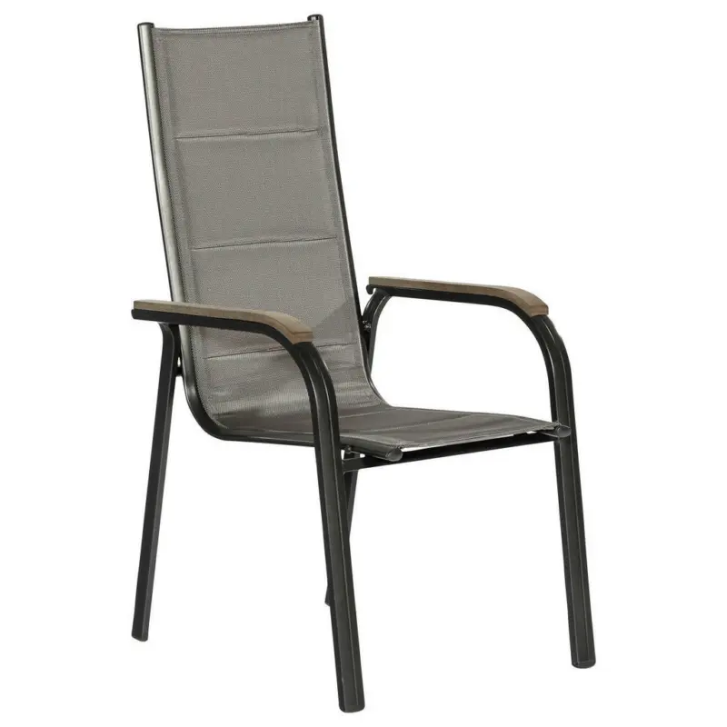 Stapelsessel in Metall, Textil Braun, Graphitfarben