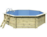 Hornbach Aufstellpool Holzpool-Set Karibu Modell 3 Variante A achteckig Ø 547x124 cm inkl. Bodenschutzvlies blau