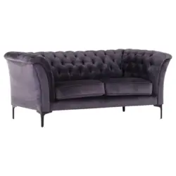 Chesterfield-Sofa in Flachgewebe Anthrazit