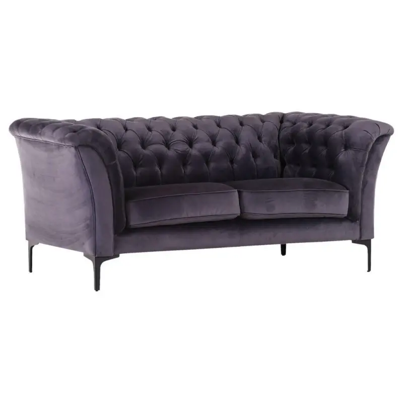Chesterfield-Sofa in Flachgewebe Anthrazit