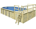 Hornbach Aufstellpool Holzpool-Set Karibu Modell 5 Variante D achteckig 657,5x375,5x124 cm inkl. Bodenschutzvlies blau