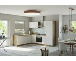 Küchenzeile Held Möbel Sorrento 1016.6279 weiß matt/eiche 210 cm