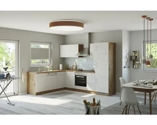 Küchenzeile Held Möbel Sorrento 1016.6279 weiß matt/eiche 210 cm