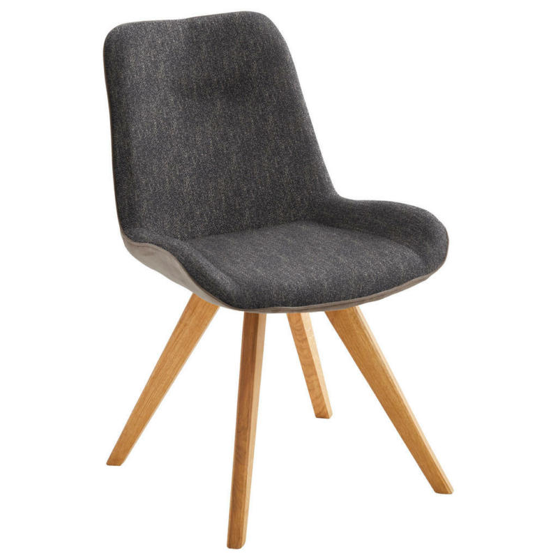 Stuhl in Holz, Textil Schwarz, Eichefarben, Cappuccino