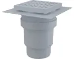 Hornbach Alcadrain Bodenablauf 150 x 150 mm mit senkrechten Abgang DN 110 mm, Rost Grau, Manschette-2. Abdichtung, Geruchsverschluss mit Sperrwasser