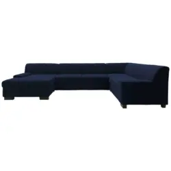 Wohnlandschaft in Webstoff Blau