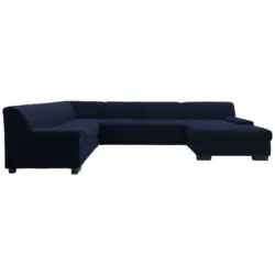 Wohnlandschaft in Webstoff Blau