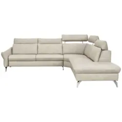 Ecksofa in Echtleder Creme