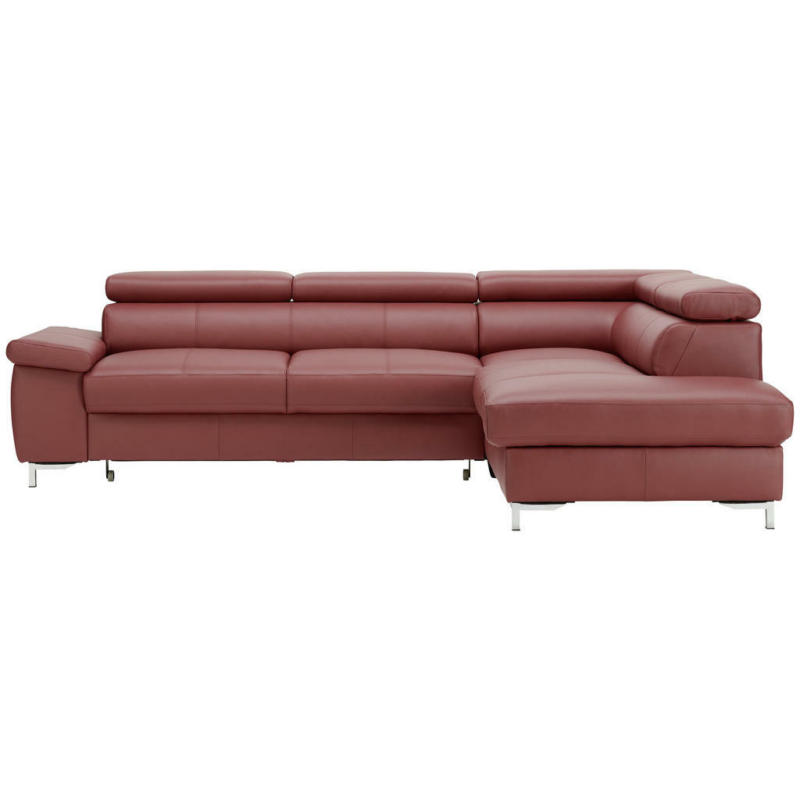 Ecksofa in Echtleder Bordeaux