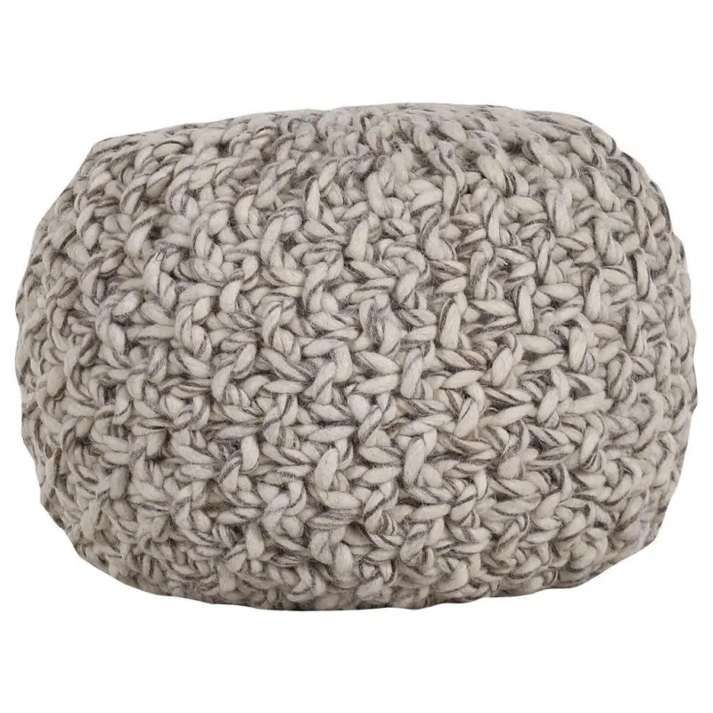 Pouf in Beige Textil