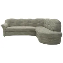 Ecksofa in Webstoff Grau, Wei&szlig;