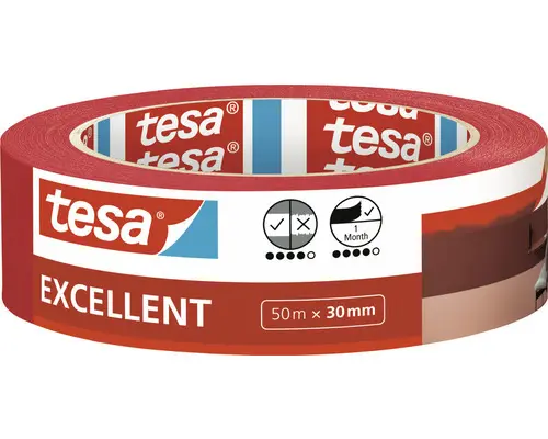 Malerband tesa® Excellent, Breite 30 mm, 50 m rot