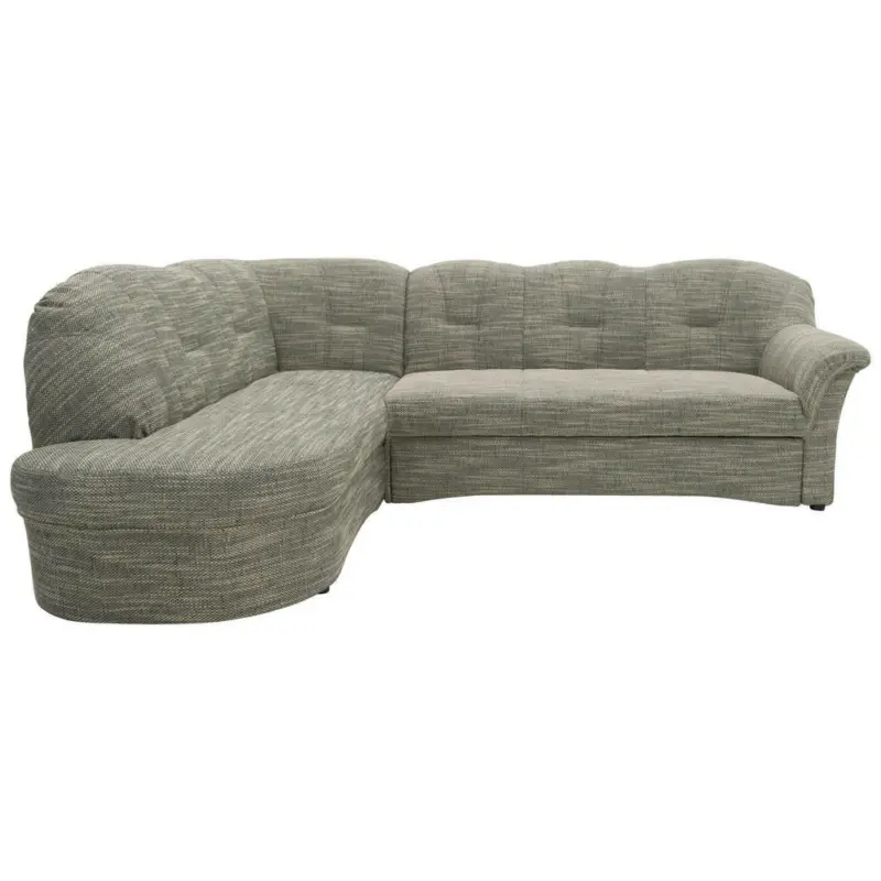 Ecksofa in Webstoff Grau, Weiß