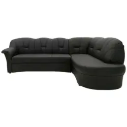 Ecksofa in Lederlook Schwarz