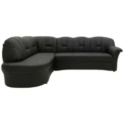 Ecksofa in Lederlook Schwarz