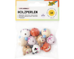 Holzperlen cute animals, 10 Stück