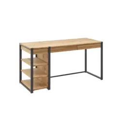 Schreibtisch 150/60/75 cm in Schwarz, Eiche Wotan