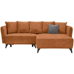 Ecksofa in Chenille Cognac