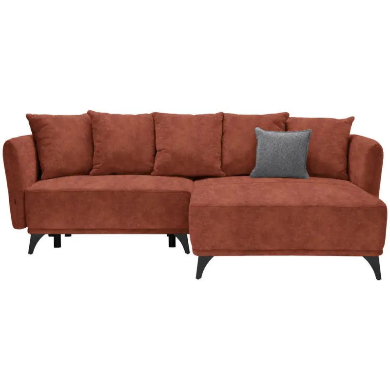 Ecksofa in Chenille Rostfarben