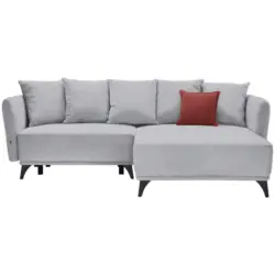 Ecksofa in Chenille Hellgrau