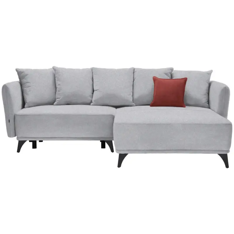 Ecksofa in Chenille Hellgrau