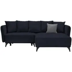 Ecksofa in Chenille Dunkelblau