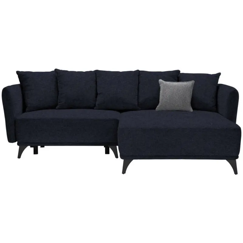 Ecksofa in Chenille Dunkelblau