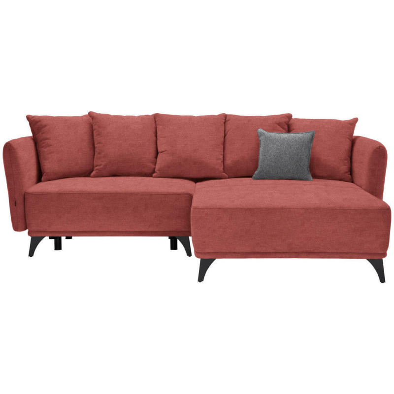 Ecksofa in Chenille Dunkelrot