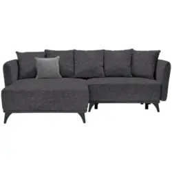 Ecksofa in Chenille Dunkelgrau
