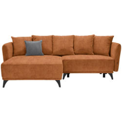 Ecksofa in Chenille Cognac