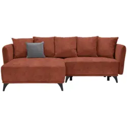 Ecksofa in Chenille Rostfarben