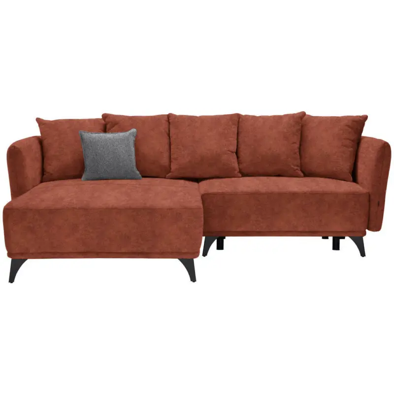 Ecksofa in Chenille Rostfarben