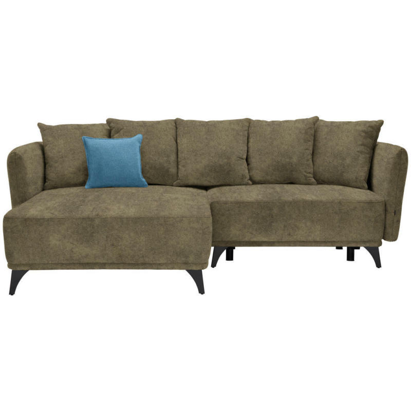 Ecksofa in Chenille Olivgrün