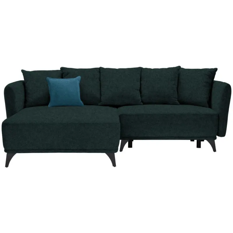 Ecksofa in Chenille Dunkelgr&uuml;n