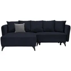 Ecksofa in Chenille Dunkelblau