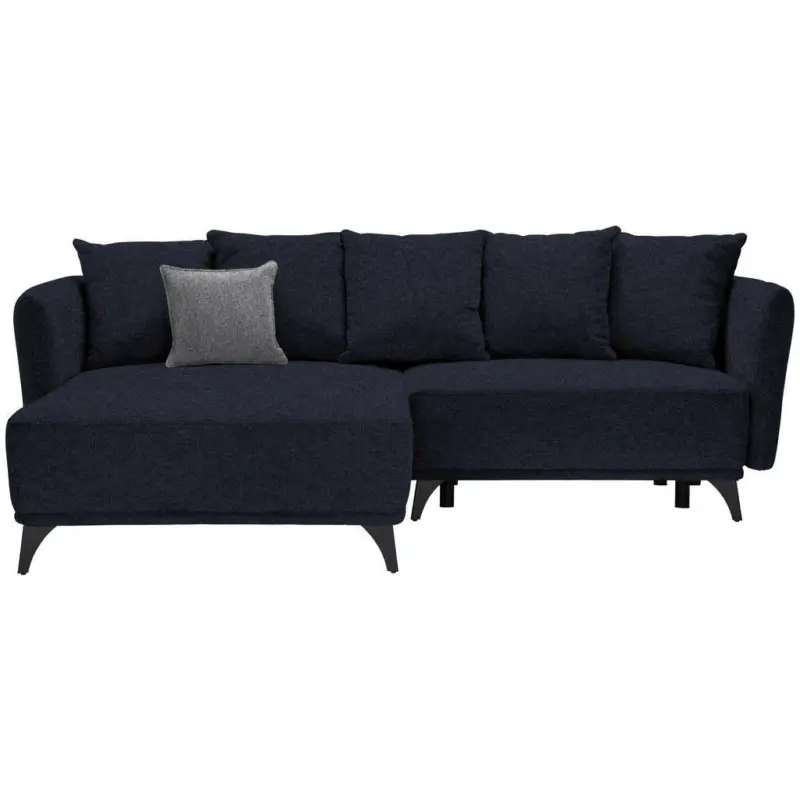 Ecksofa in Chenille Dunkelblau