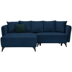 Ecksofa in Chenille Blau