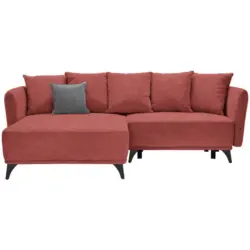 Ecksofa in Chenille Dunkelrot