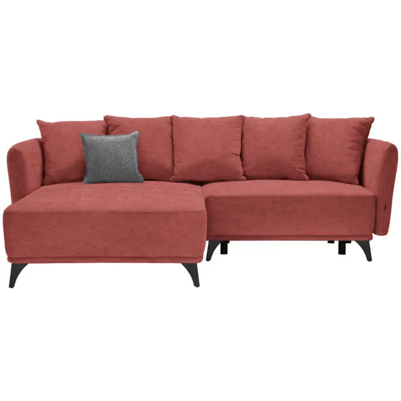 Ecksofa in Chenille Dunkelrot