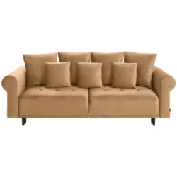 Bigsofa in Samt Braun, Goldfarben
