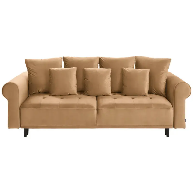 Bigsofa in Samt Braun, Goldfarben